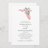 Invitation Floride. Élégante fleur rose. Aquarelle florale (Devant / Derrière)