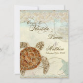 Invitation Floride Tortue de mer moderne Côte Plage Ocean Bea (Dos)
