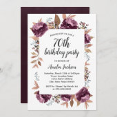 Invitation Florom Purple Aquarelle 70e anniversaire Invitatio (Devant / Derrière)