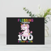 Invitation Flossing through 100 Days of School Unicorn (Debout devant)