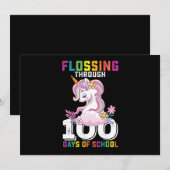 Invitation Flossing through 100 Days of School Unicorn (Devant / Derrière)