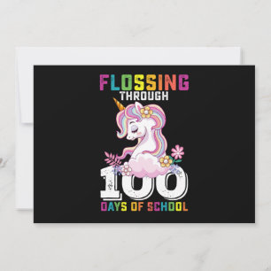 Invitation Flossing through 100 Days of School Unicorn