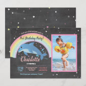 Invitation Flotte d'anniversaire de la fête de l'arc-en-ciel (Devant / Derrière)