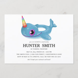 Invitation Flotte de la piscine Narwhal Anniversaire Pool Par