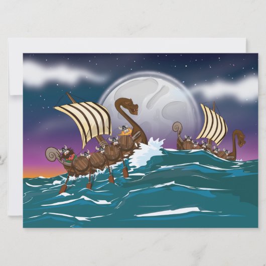 Invitation Flotte d'invasion de Vikings de dessin animé (Devant)