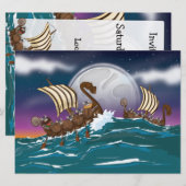 Invitation Flotte d'invasion de Vikings de dessin animé (Devant / Derrière)