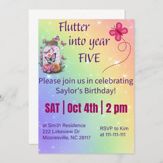 Invitation flotter dans l'année cinq (Devant / Derrière)