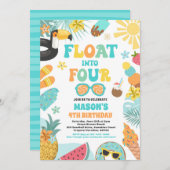 Invitation Flotter dans quatre Tropical Beach 4e fête d'anniv (Devant / Derrière)
