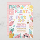 Invitation Flotter dans quatre Tropical Beach 4e fête d'anniv (Devant / Derrière)