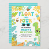 Invitation Flotter dans quatre Tropical Beach 4e fête d'anniv (Devant / Derrière)