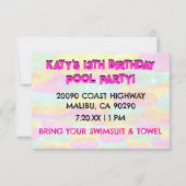 Invitation Flottes colorées 13ème anniversaire Pool Party (Devant)