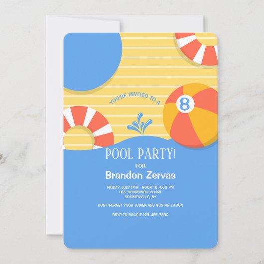 Invitation Flotteurs de Piscine (Devant)