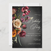 Invitation Flou foncé élégant floral d'automne Anniversaire (Devant)