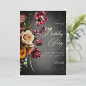 Invitation Flou foncé élégant floral d'automne Anniversaire (Debout devant)