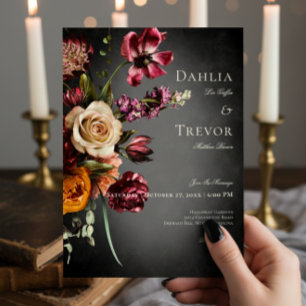 Invitation Flou foncé élégant Flou automne Mariage floral