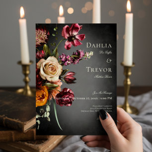 Invitation Flou foncé élégant Flou automne Mariage floral