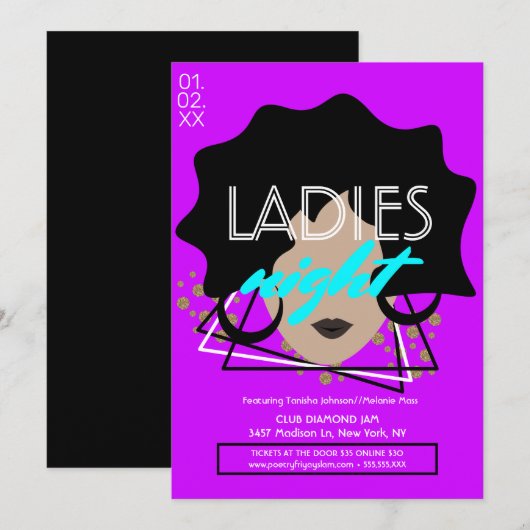 Invitation Flourescent Night Club Dames Circulaire promotionn (Devant / Derrière)