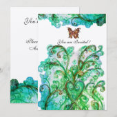 Invitation FLOURIS FANTASQUES bleu vert champagne vif (Devant / Derrière)