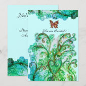 Invitation FLOURIS FANTASQUES bleu vert vif (Devant / Derrière)