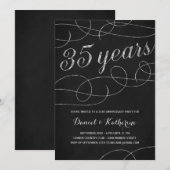 Invitation Flourish Élégant | Fête des 35 ans (Devant / Derrière)