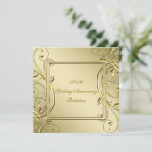 Invitation Flourish Gold 50e Anniversaire de Mariage (Debout devant)