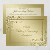 Invitation Flourish Gold 50e Anniversaire de Mariage (Devant / Derrière)
