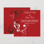 Invitation flourish ; mariage rouge (Devant / Derrière)