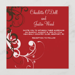 Invitation flourish ; mariage rouge