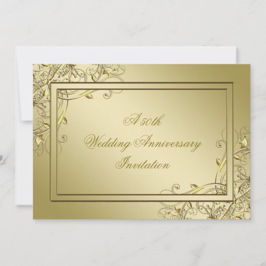 Invitation Flourish Or 50e Anniversaire de Mariage (Devant)