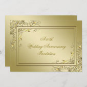 Invitation Flourish Or 50e Anniversaire de Mariage (Devant / Derrière)