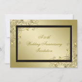 Invitation Flourish Or Noir 50e Anniversaire de Mariage (Devant)