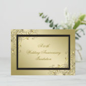 Invitation Flourish Or Noir 50e Anniversaire de Mariage (Debout devant)