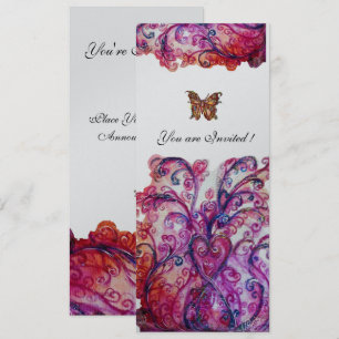 Invitation FLOURISHES FANTAISISTES rouge rose violet argent b