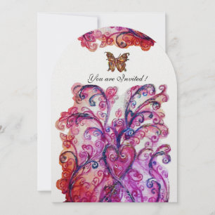 Invitation FLOURISSEMENTS FANTAISISTES rouge rose violet blan