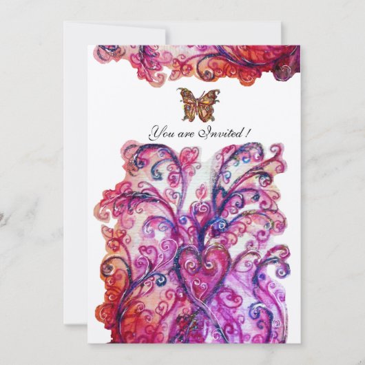 Invitation FLOURISSES FANTAISISTES rouge rose violet blanc vi (Devant)