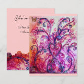 Invitation FLOURISSES FANTASISTES rouge vif, rose violet (Devant / Derrière)