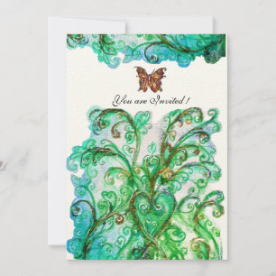 Invitation FLOURITURES FANTAISISTES bleu vert clair feutre