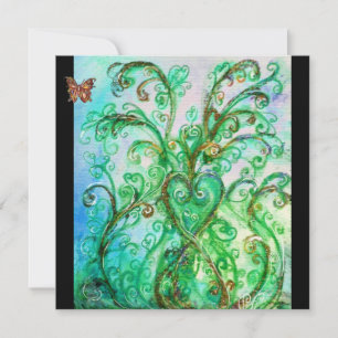 Invitation FLOURITURES FANTAISISTES bleu vert noir brillant