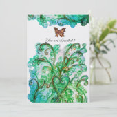 Invitation FLOURITURES FANTAISISTES bleu vert perle blanche b (Debout devant)