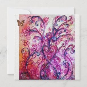 Invitation FLOURITURES FANTAISISTES rouge rose violet blanc v