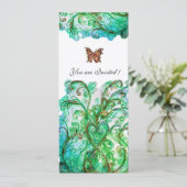 Invitation FLOURITURES FANTASQUES Fleurs blanches bleues vert (Debout devant)