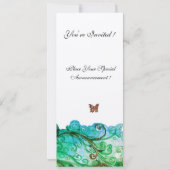 Invitation FLOURITURES FANTASQUES Fleurs blanches bleues vert (Dos)