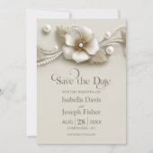 Invitation Flower and Pearls Wedding Save the Date (Devant)
