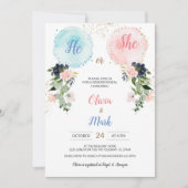 Invitation Flower Balloons Genre Revela Party (Devant)