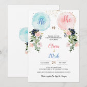 Invitation Flower Balloons Genre Revela Party (Devant / Derrière)