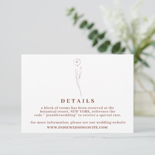 Invitation Flower Boho Terracotta Indie Détails simple (Debout devant)