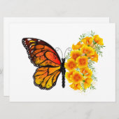 Invitation Flower Butterfly with Yellow California Poppy (Devant / Derrière)