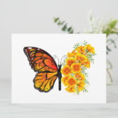 Invitation Flower Butterfly with Yellow California Poppy (Debout devant)