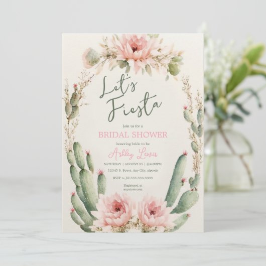 Invitation Flower Cactus nuptiale douche, Boho Flowers (Debout devant)