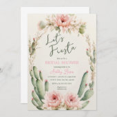 Invitation Flower Cactus nuptiale douche, Boho Flowers (Devant / Derrière)